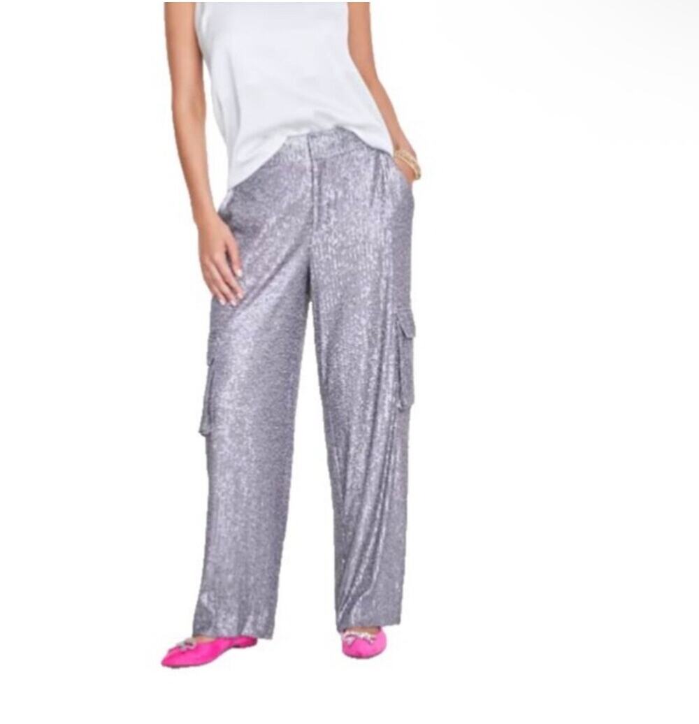 On 34th Women's High Rise Sequin Cargo Pants Sz 6